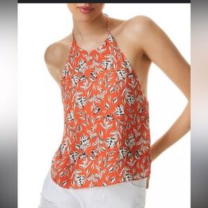 ALICE + OLIVIA Frenchie open-back printed crepe halterneck Top